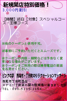 新規開店特別価格！のクーポン携帯