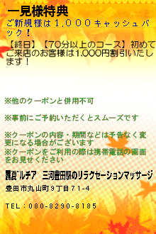 一見様特典のクーポン携帯